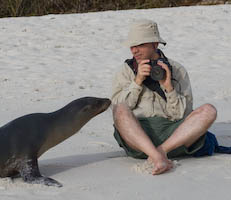 sea lion checking out Tom